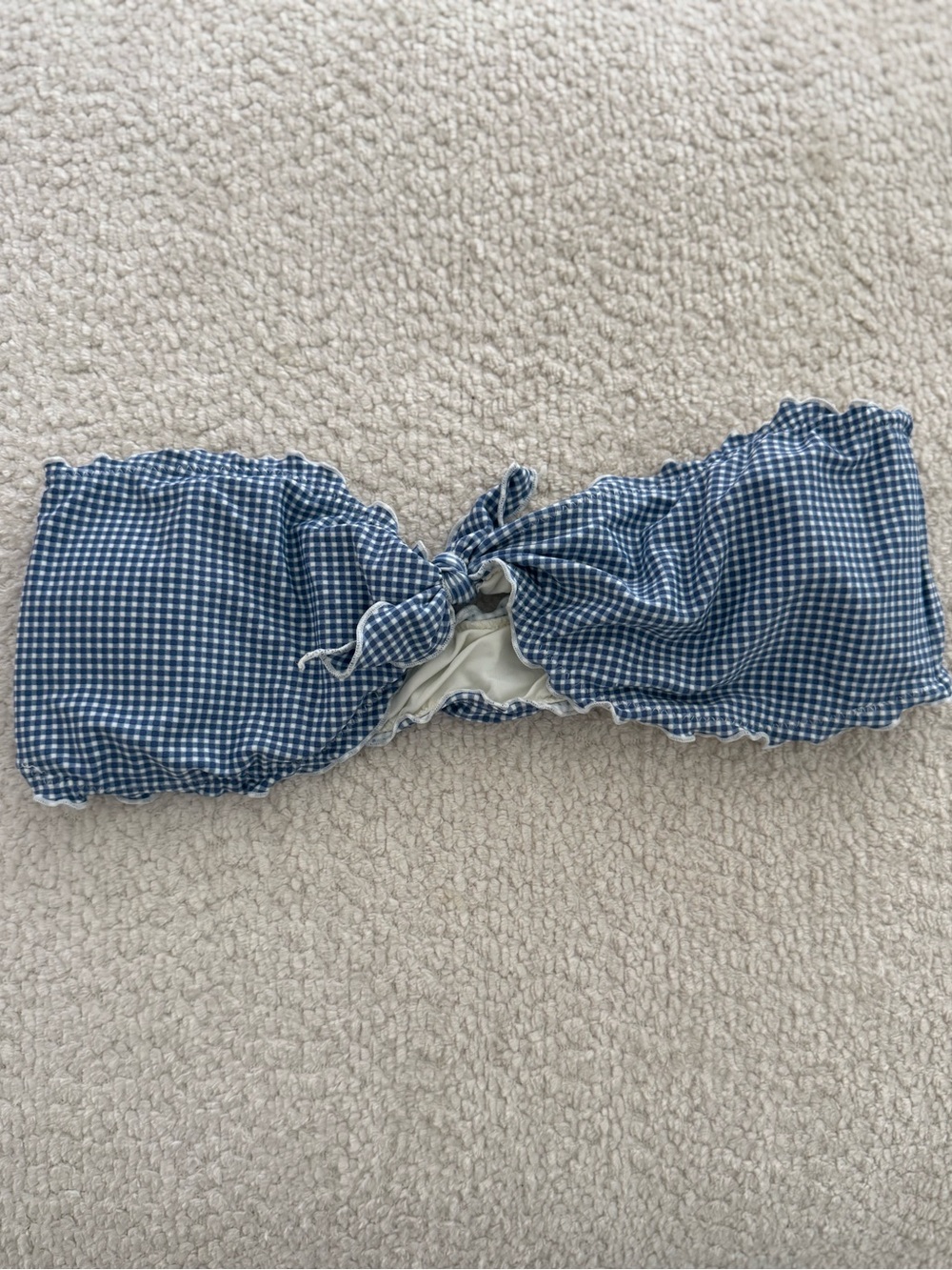 O’neill Blue Gingham Bandeau Bikini Top L